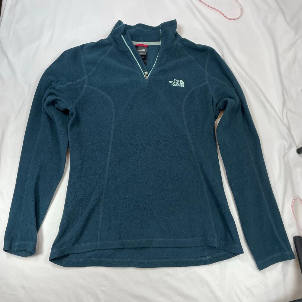 The North Face TKA 100 Fleece 1/4 Zip Pullover Jacket Blue Teal Women’s Small